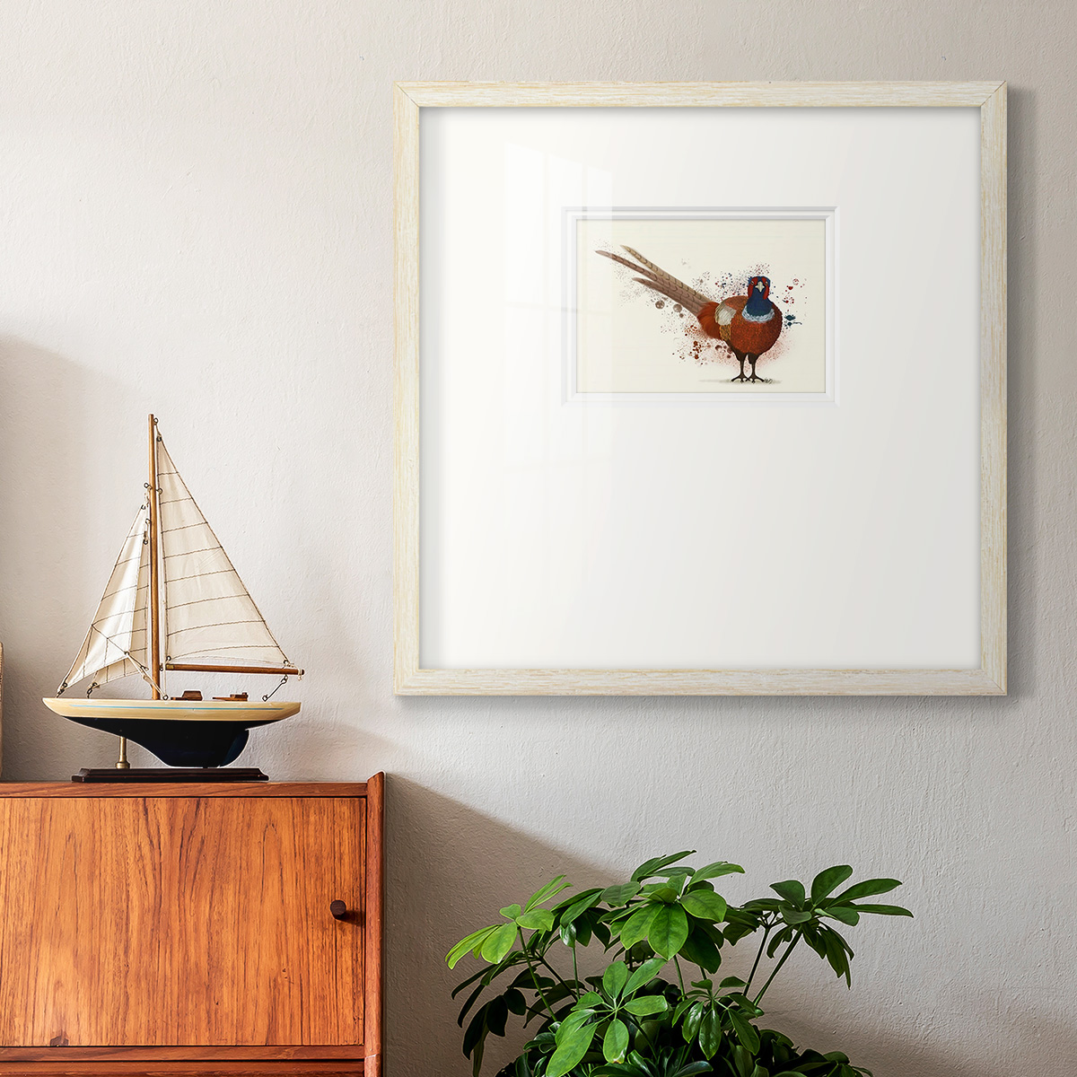 Pheasant Splash 7Premium Framed Print