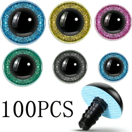 TELOLY 100Pieces 8-20 mm Safety Eyes for Big Stuffed Animal Eyes Plastic Craft Crochet Eyes for DIY of Puppet,Bear,Toy Doll Making Supplies