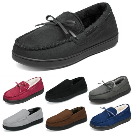 

Mishansha Women Men Memory Foam Moccasin Slippers Black