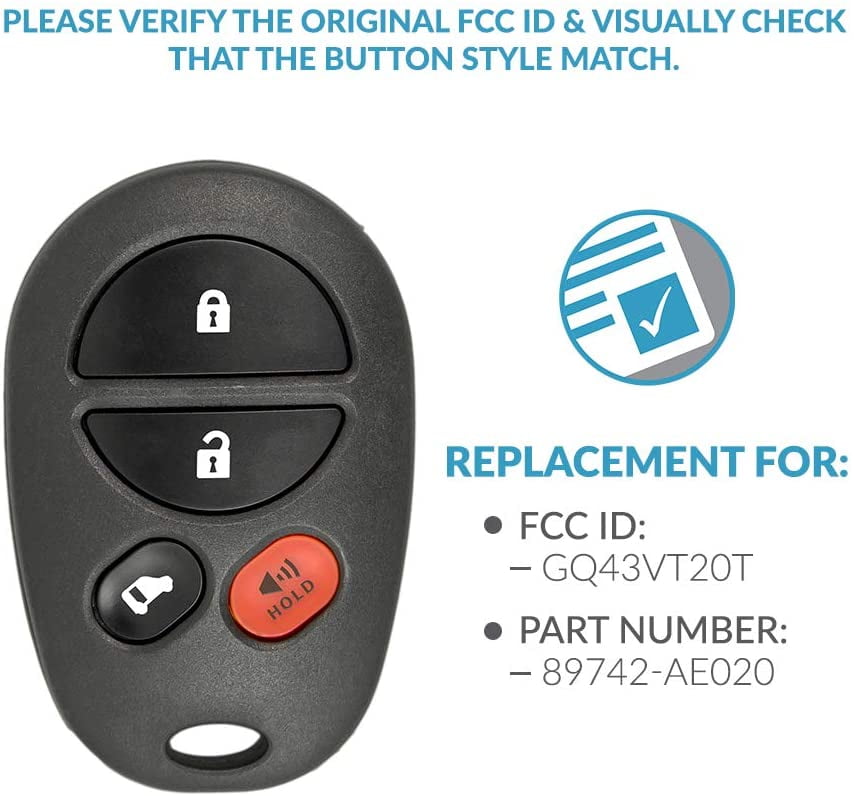 Fit Toyota Aurion complete Remote key 4 Buttons Year 2006 to 2011 