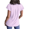 thumbnail image 4 of Nlife Women Swiss Dots V Neck Ruffle Short Sleeve T-Shirt, 4 of 7