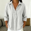 thumbnail image 6 of Cotton Linen Tops for Women - 2026 Summer Gauze Shirts Button Down V Neck Half Sleeve Blouses Dressy Casual Clothes, 6 of 10