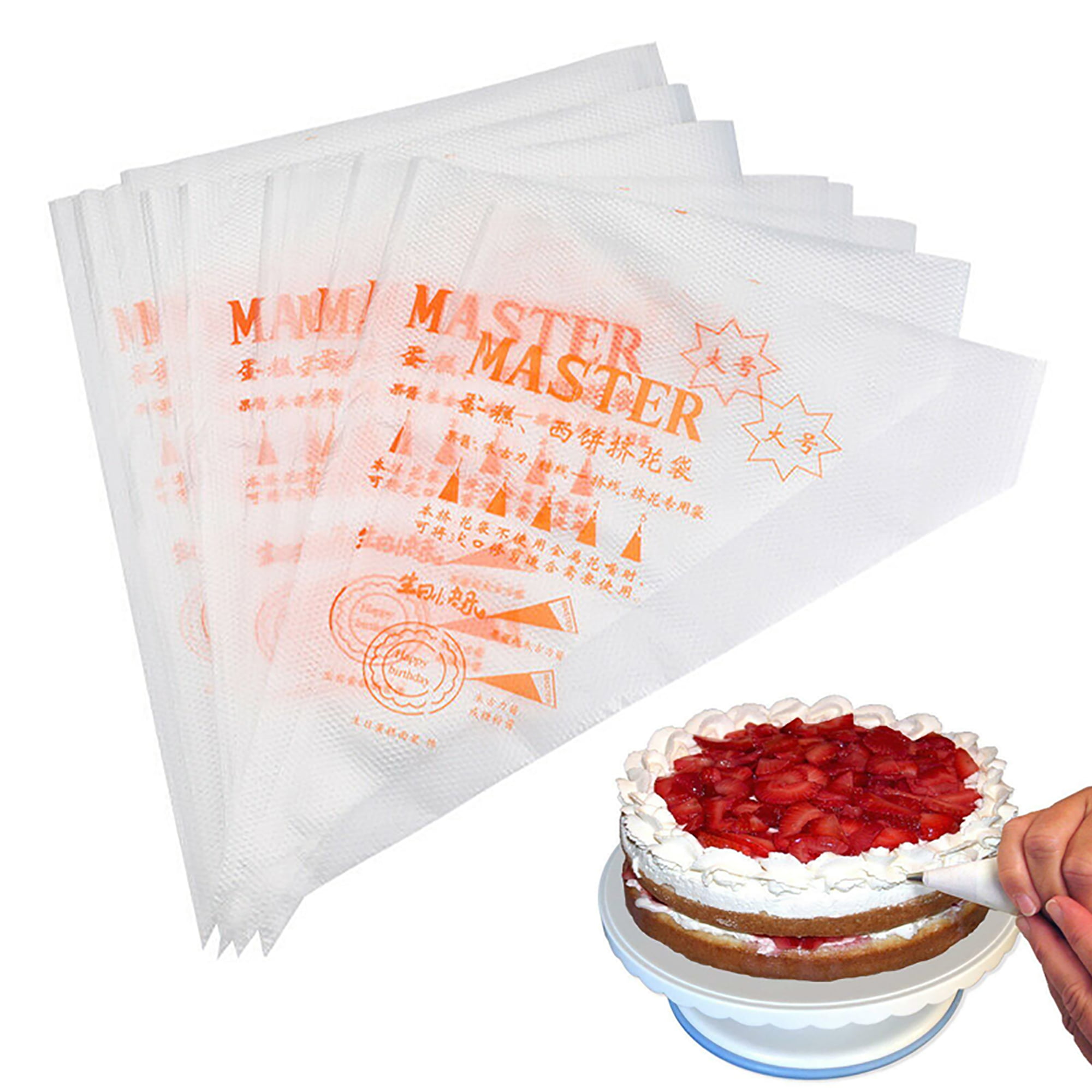 100pc Pack Plastic Disposable Icing Piping Pastry Bags Cake Decorating Tools Fan