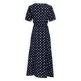 thumbnail image 6 of JGTDBPO Summer Dresses for Women Casual Round Neck Boho Maxi Dress Simple Short Sleeve Sundresses Ruffle Beach Wedding Guest Long Dresses, 6 of 9