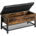 thumbnail image 2 of Industrial Storage Bench, Shoe Bench, Bed End Stool with Padded Seat and Metal Shelf, Storage Chest, Sturdy Steel Frame,Hallway, Living Room, Rustic Brown and Black, 2 of 10
