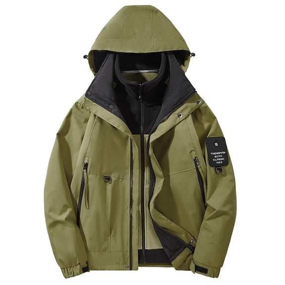 Men's Windproof Ski Jacket Warm Removable Anorak for Mountaineering Outdoor Adventure Winter Sports