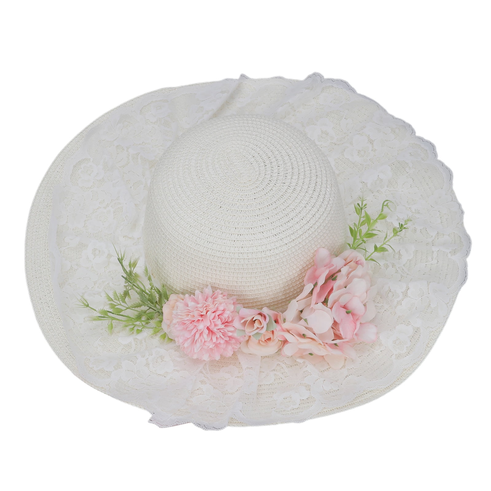 lanema Women Sun Hat Flower Straw Bonnet Hat Elegant Beachwear Hat Spring Picnics Hat