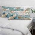 thumbnail image 3 of Teal Brown Beach Coastal Pillow Covers, Linen Long Throw Pillow Case, Summer Nautical Coral Shell Botanical Vintage Holiday Pillow Protector Decorative Cushion Cover for Living Room/Bedroom 20" x 30", 3 of 8