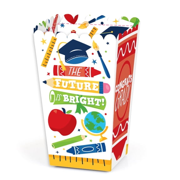 Big Dot of Happiness Kindergarten Grad - 4K Preschool Kids Graduation Party Favor Popcorn Treat Boxes - Set of 12