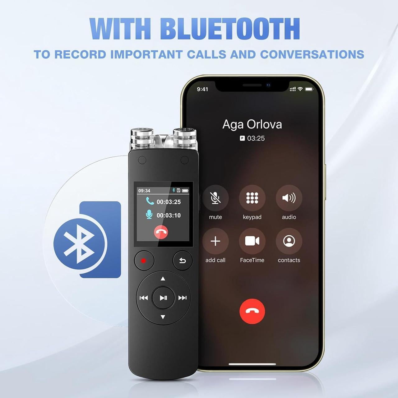 128GB Voice Recorder, Digital Voice Activated Recorder with Playback, 3072kbps Audio Recorder Dictaphone for Meetings Interviews, HD Recording, Variable Speed, A-B Repeat, Large Screen