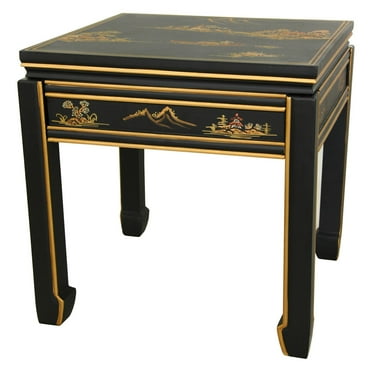 Oriental Furniture Black Lacquer Square Ming Table