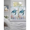 thumbnail image 4 of Tier Curtains 45 Inches Long, Teal Sea Turtle Coastal Window Treatment Curtain Drapes, Summer Beach Ocean Coral Small Curtain Drapes for Bathroom Laundry Room, 27.5"x45", 2 Panels, 4 of 7
