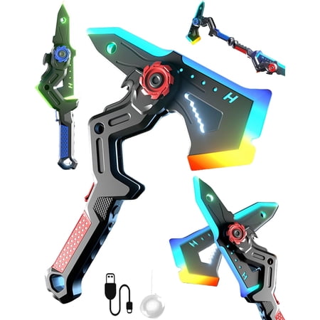 Dual Form Catapult Sword Axe Toy Led Light Up Flash Sword with Glowing Effect Durable Plastic Handheld Light Toy for Indoor Play Battery Powered Flashing Blade Ornament