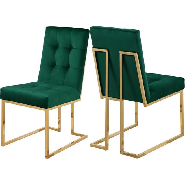 Meridian Furniture Pierre Velvet Dining Chair, Green (Set of 2)