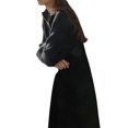 thumbnail image 2 of Lucakuins Vestido Midi Suéter Mujer, Color Sólido Solapa Cuarto Cremallera Manga Larga Punto Midi Vestido, Negro/Gris/Rosa/Albaricoque Lucakuins  moda, 2 of 7