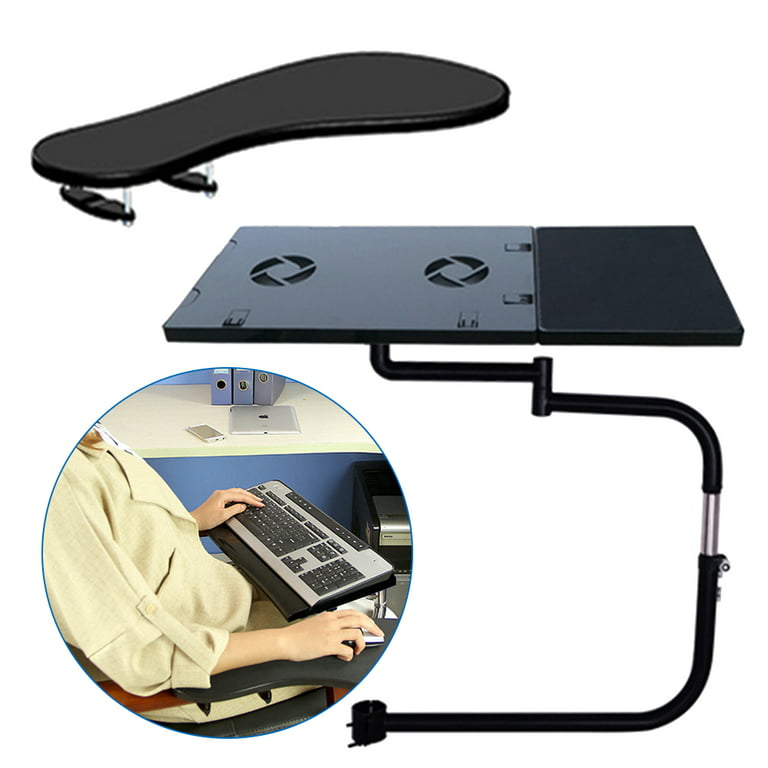 Oukaning Adjustable Keyboard Mount for Chair Mouse Pad Table Stand Arm Rest  Motion Chair Leg Clamping Keyboard Tray Holder 