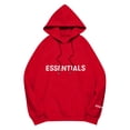thumbnail image 1 of Pullover Hoodie with Adjustable Drawstring Hood and Front ESSENTIALS Lettering Print Casual Loose Fit Design Red M, 1 of 8