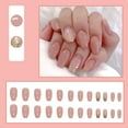 24Pcs Pink Press on Nails Short Square Coffin Ballerina Fake Nails