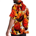 thumbnail image 3 of Basketball Men's Casual Printed Button Down Short Sleeve Poplin Hawaiian Beach Shirt with Spread Collar Tops, 3 of 6