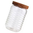 thumbnail image 3 of Tapa de madera Frasco de vidrio Espesar Contenedor de granos Recipiente de almacenamiento sellado de alimentos Frasco de vidrio d HOMEMAXS 7841071-MX, 3 of 6