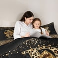 thumbnail image 4 of Erosebridal Chic Cheetah Print Bedding Comforter Set, Personalized Initial B Full Bedding Set, Black Brown, Black Reversible 7 Pieces, 4 of 6