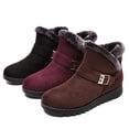 thumbnail image 4 of Winter Boots Women Warm Plush Snow Boots Zipper Comfort Flats Shoes, 4 of 11