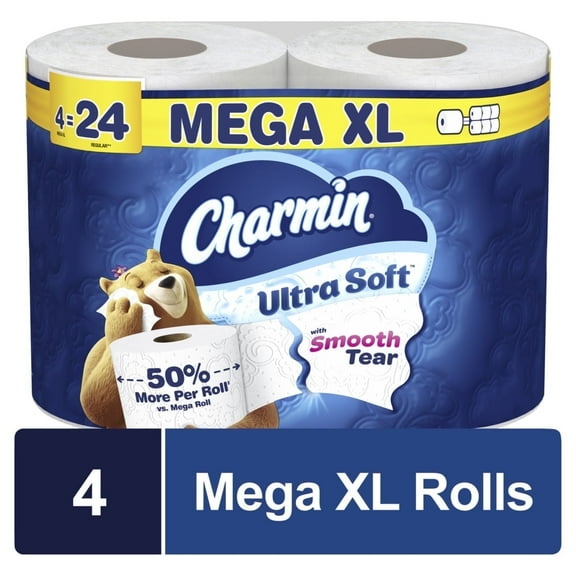 Charmin Ultra Soft Toilet Paper 4 Mega XL Rolls, 336 Sheets per Roll