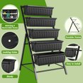 thumbnail image 3 of Homdox 3.74FT Vertical Raised Garden Stand, 5 Tiers Vertical Garden Planter with 4 Hooks, 23"L*26"W*45"H Garden Raised Stand, Indoor Outdoor Flower Planter Raised Bed for Garden Patio Yard, Black, 3 of 6