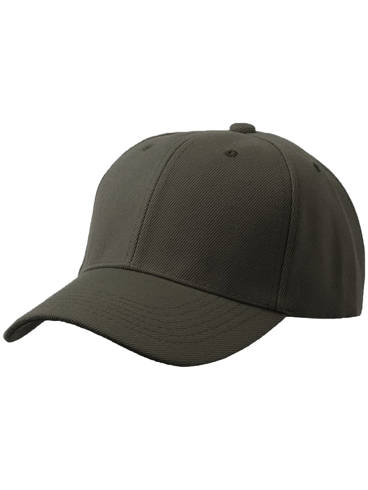 Men\'s Plain Baseball Cap Adjustable Curved Visor Hat-3P Black Charcoal  Olive