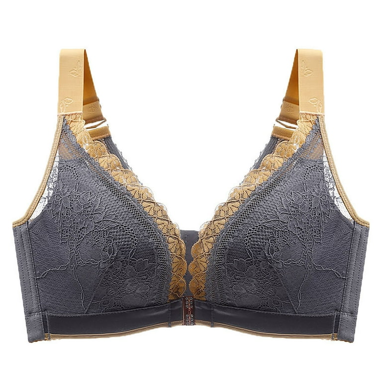 VerPetridure Sports Bras for Women High Support Large Bust Women Rimless  Lace Cup Front Button Thin Large Bra Sexy Underwear 