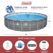 Coleman Power Steel 22’x52” Metal Frame Above Ground Pool w/ Pump, Ladder, Cover, Gray