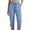 Blue, variant on Summer Cotton Linen Capris for Women Petite Straight Leg Capri Pants Elastic Waist Drawstring Lounge Pants Solid Color Casual Beach Trousers with Pockets