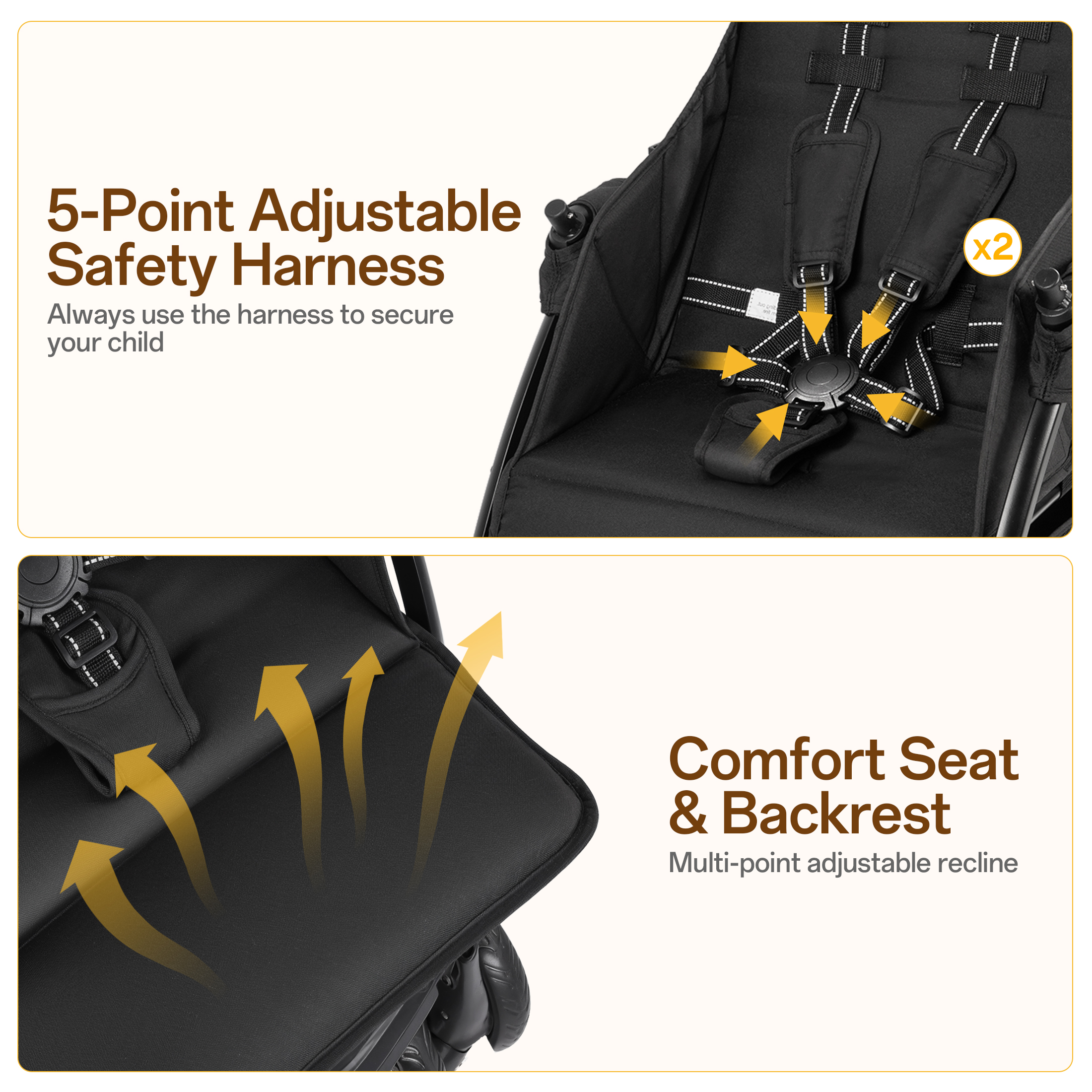 Vomeast Double Stroller for Twins Lightweight Black photo 6