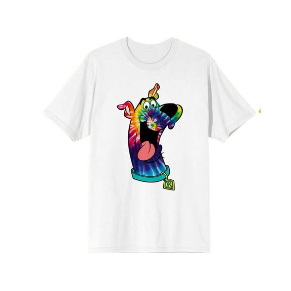 Scooby Doo Rainbow Tie Dye Character Men's White Graphic Tee-XXL