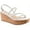 White, variant on SUN STONE Womens White 1" Platform Cork-Like Strappy Padded Bella Square Toe Wedge Buckle Slingback Sandal 10 M