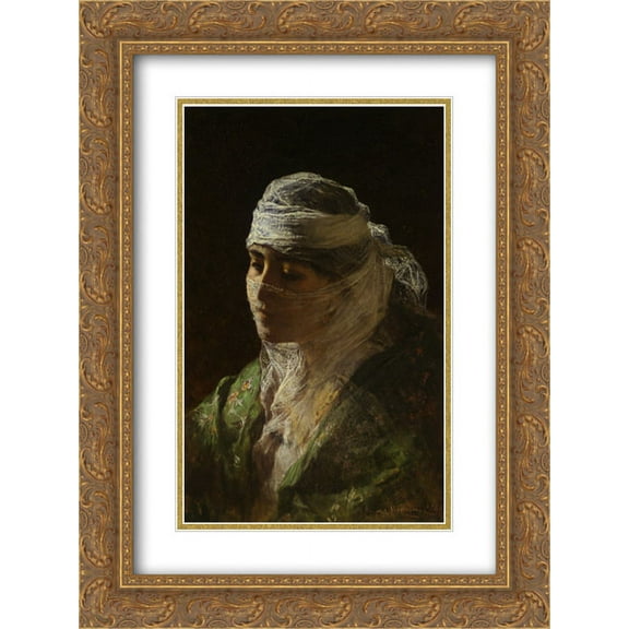Frederick Arthur Bridgman 2x Matted 20x24 Gold Ornate Framed Art Print 'A Veiled Beauty'