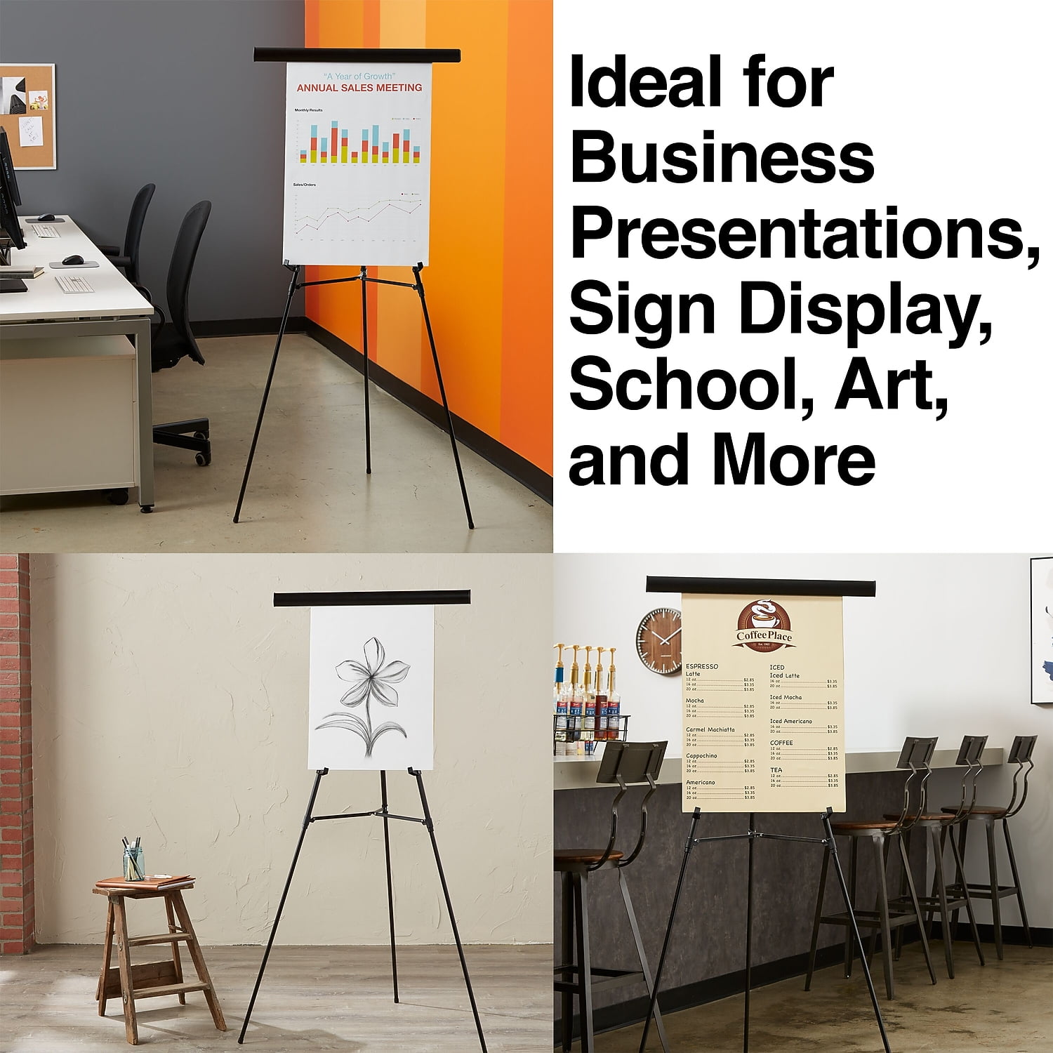 Staples Tri-Lite Display Easel Black Steel (28220US/50449US)