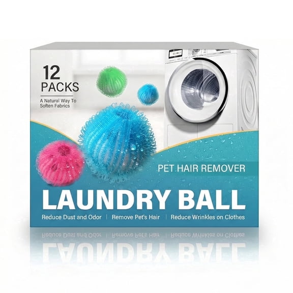 12 Pack Pet Hair Remover for Laundry, Reusable Laundry Balls for Washing Machine and Dryer, Effective Lint Remover and Fabric Softener for Clothes