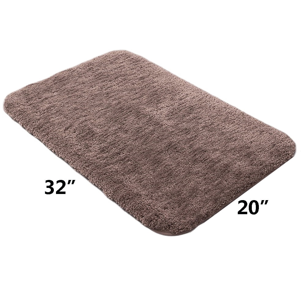 Soft Brown Bathroom Rugs Absorbent Non-Slip Backing 20" x 32" Fluffy Microfiber Bath Mats Machine Washable