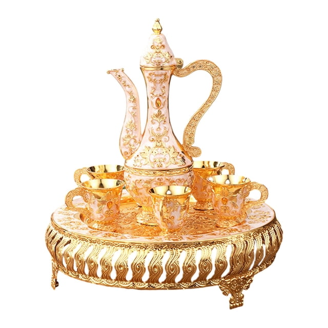Juego de tetera, juego de café chino con tazas para beber, juego de tazas de té de lujo, juego de servicio para fiesta, dormitorio, casa de vacaciones y dorado
