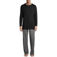 thumbnail image 4 of Hanes Men's and Big Men's Comfortsoft Long Sleeve Crew and Cotton Flannel Pajama Pants Set, 2-Piece, 4 of 4