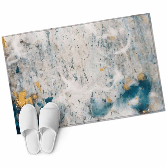 Teal Gray Gold 2'x3' Rug, Modern Minimalist Abstract Gradient Art Non-Slip Soft Doormat Area Rugs for Entrance Bathroom Bedsides, Carpet for Kitchen Bedroom, Entryway Floor Mat