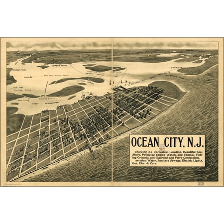 24"x36" Gallery Poster, map of Ocean City, New jersey 1903