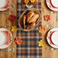 thumbnail image 5 of Orange Blue Plaid Table Runner - 48 Inch Long Farmhouse Checkered Buffalo Fall Cotton and Linen Blended Dress Scarves Farmhouse Table Runner for Kitchen Dining, Coffee Table, 13" x 48", 5 of 8