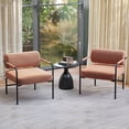 thumbnail image 2 of Costway 2 PCS Velvet Upholstered Accent Chair with Cylindrical Backrest & Metal Armrests Brown, 2 of 9