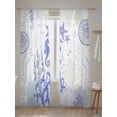 thumbnail image 5 of Ocean Coral Sheer Curtains 2 Panels Set Purple Shell Seahorse Starfish Abstract Texture Lihgt Filtering Rod Pocket Voile Drape, Semi Sheer Window Curtains for Bedroom Living Room, 52"x96", 5 of 5