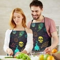 thumbnail image 4 of Neon Halloween Pattern Apron-Garden Aprons for Women with Pockets-Cotton Linen Waterproof Kitchen Cooking Gardening Aprons Adjustable for Kitchen,Cooking,BBQ and Salon 33"x27", 4 of 7