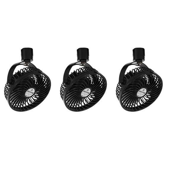 KAYYELAMP Set Of Three Black Track Ceiling Mini Fan With Button H-Type Track Mount Adjustable Angle Simple Vintage Design For Kitchen Home Plant Shelf
