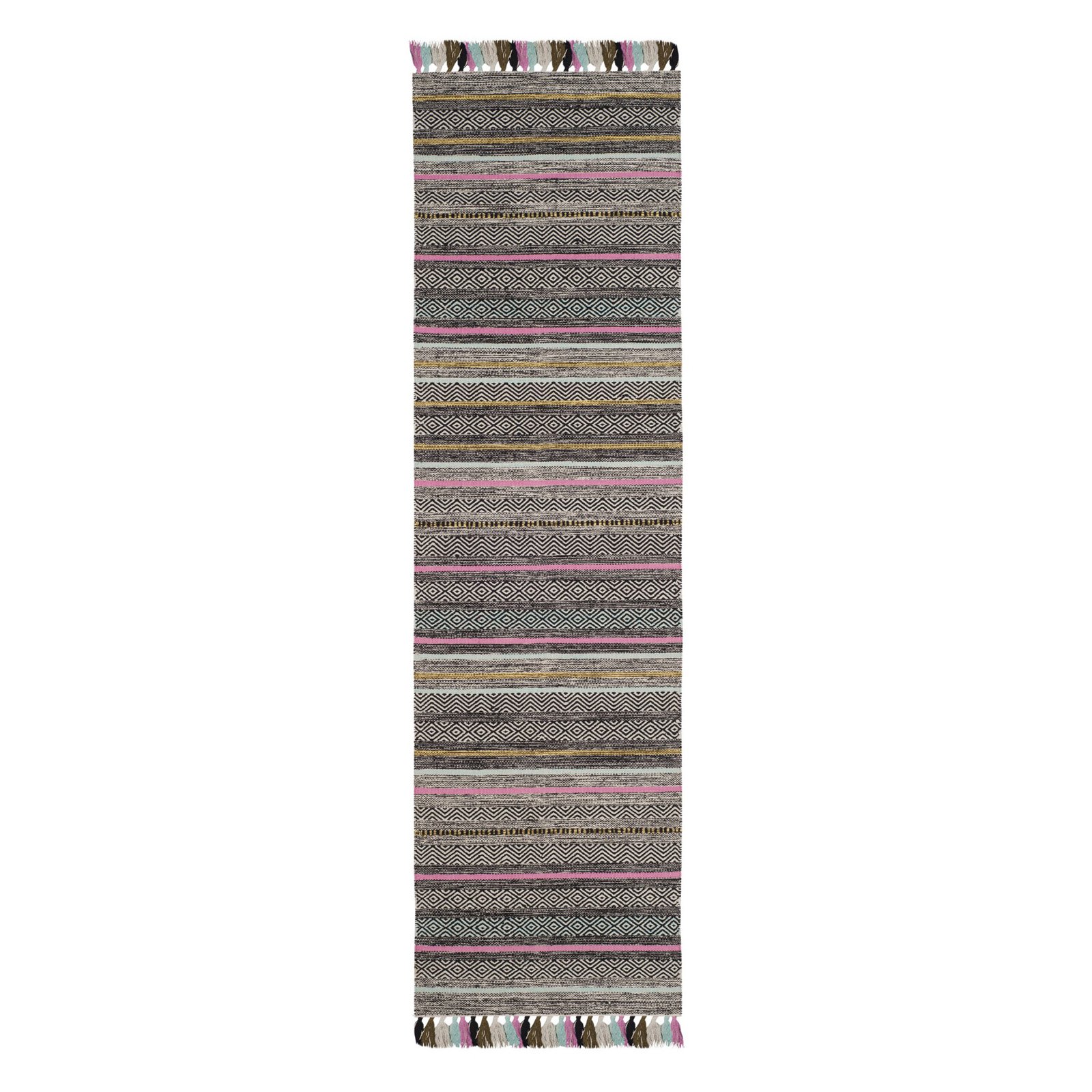 SAFAVIEH Montauk Lorenzo Striped Cotton Area Rug, Black/Multi, 2'6" x 4
