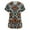 A003-Light Brown, variant on SAATLERI Scrubs for Women Stretchy Short Sleeve V-Neck Scrub Tops Funny Floral Print Medical Uniforms Plus Size Working T-Shirts with Pockets